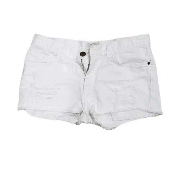 Current/Elliott White Denim Distressed Jean Shorts 25 - Picture 1 of 4